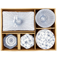Blue and white porcelain Japanese style tableware bowl and dish set
