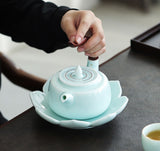Tea Set Gift-Suet Jade Brewing Teapot With Saucer| 羊脂玉瓷青茶壶