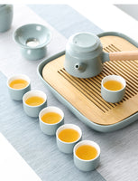 BestLeafTea Blue-Gray Chinese Tea Set - Elegant Teapot, Tea Cups, Tin, Dispatcher, Filter & Tea Box