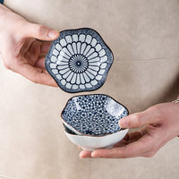 Blue and white porcelain Japanese style tableware bowl and dish set