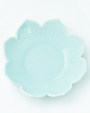Lotus-shaped celadon Qingbai porcelain saucer viewed from above
