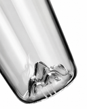 Close-up of the mountain-shaped glass infuser detail inside a clear borosilicate brewing mug on a white background.