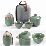Portable Ge Kiln Crackle Glaze Travel Tea Set