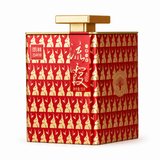 Red and gold Liu Xia ancient tree black tea tin with square gold lid