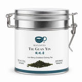 Tie Guan Yin Iron Goddess oolong tea in a sealed tin
