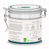 Tie Guan Yin oolong tea tin showing brewing instructions and Fujian, China origin