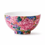 Wide floral gongfu tea cup with colorful pink and blue blossoms