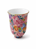 Wanhua floral tea aroma cup with colorful flower pattern and gold rim