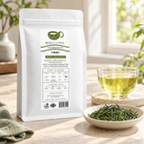 2026 Spring LuAn GuaPian Loose Leaf Green Tea - 3.5oz/100g bag lifestyle scene - SKU S4-LGKU-9MRL