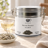 Silver Needle White Tea (Bai Hao Yin Zhen) - 2.5 oz/ 70g Tin lifestyle scene - SKU BI-PGOK-WN8P
