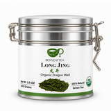 BESTLEAFTEA Organic Long Jing (Dragon Well) Green Tea, 3.5 oz (100 g) tin - front