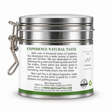 BESTLEAFTEA Organic Long Jing (Dragon Well) Green Tea, 3.5 oz (100 g) tin - back label