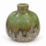 Reverse view of the handcrafted Kouzan Kiln green glazed Japanese ceramic vase