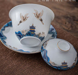 Traditional Gaiwan Tea Set Ceramic KongFu Porcelain gaiwan set