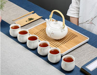 Chinese/Japanese Hand Paint Ceramic Teapot Tea Cup  Porcelain Tea Set (White)