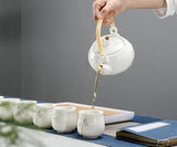 Chinese/Japanese Hand Paint Ceramic Teapot Tea Cup  Porcelain Tea Set (White)